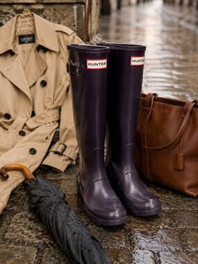 Hunter Original Tall Rain Boots Purple Plum Rubber Wellies Women's US 6